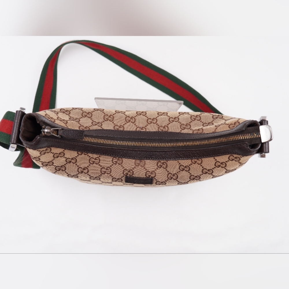BT57 💖 GUCCI Monogram Web Halfmoon Crossbody Bag - Picture 2 of 12